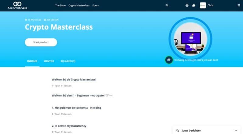 crypto masterclass online cursus dashboard